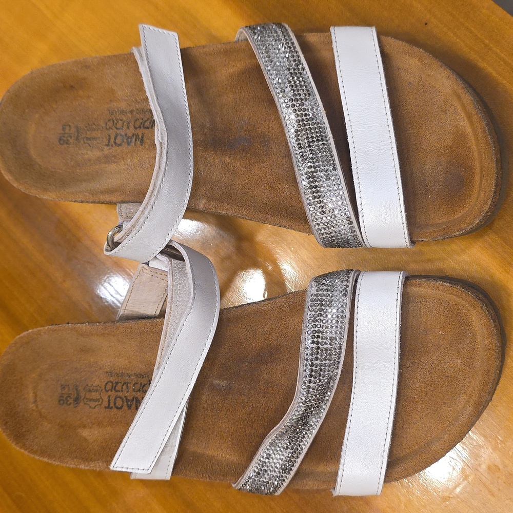 Naot White and Silver Women's Sandals